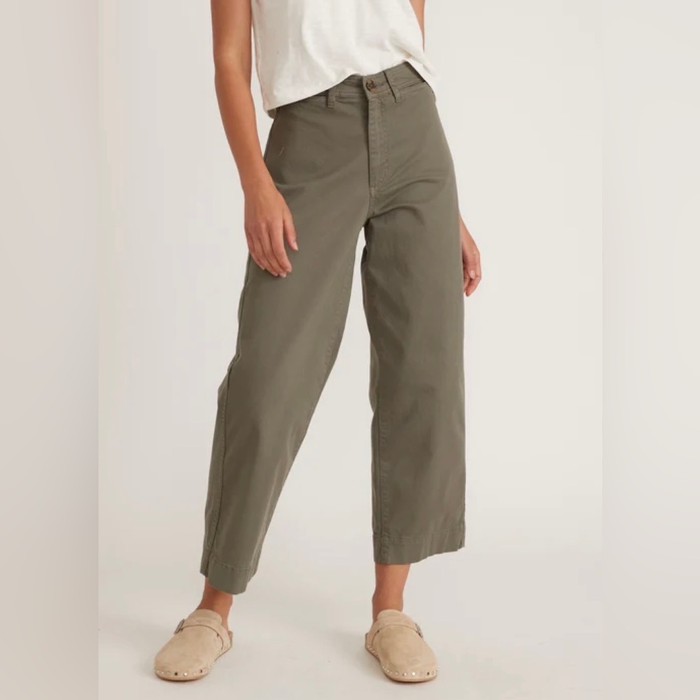Marine Layer Bridget Slim Wide Leg Crop in Olive Green Women’s Size 12